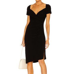 Norma Kamali Sweetheart Side Drape Dress Midi Black